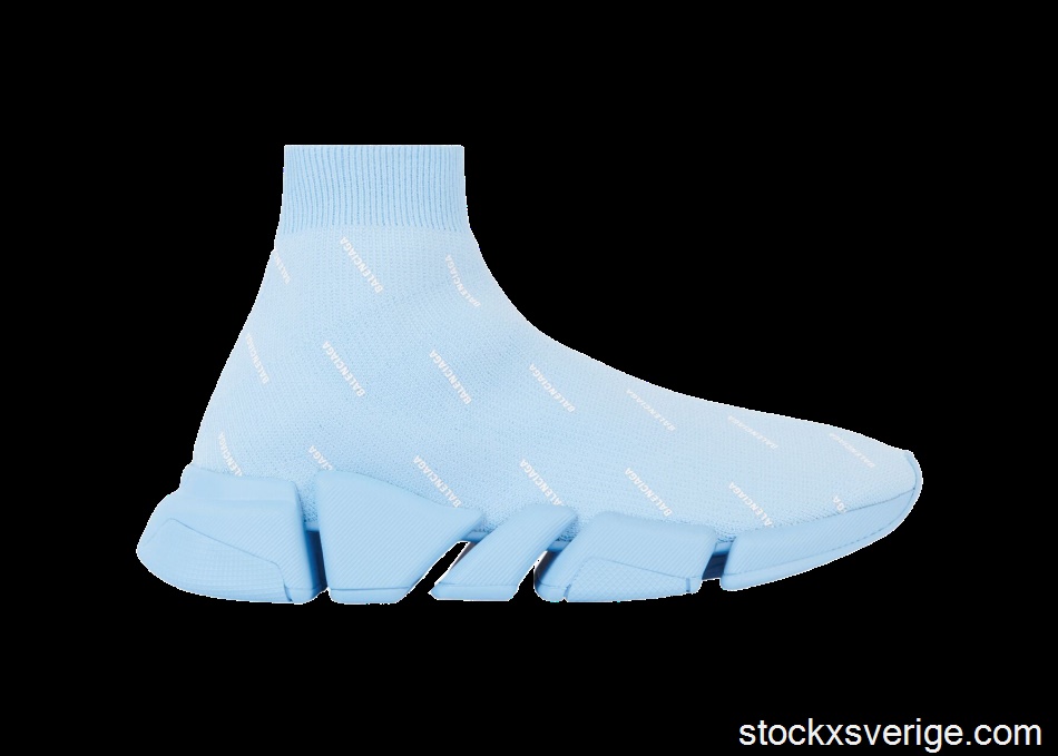 Balenciaga All Over Logo Speed 2.0 Light Blue (W)617196W2DBO4122